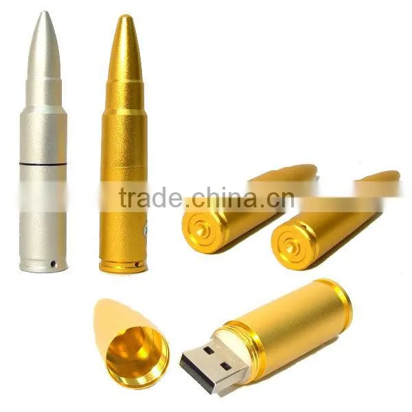Golden Metal Bullet Shape Usb Flash Drive photo-2