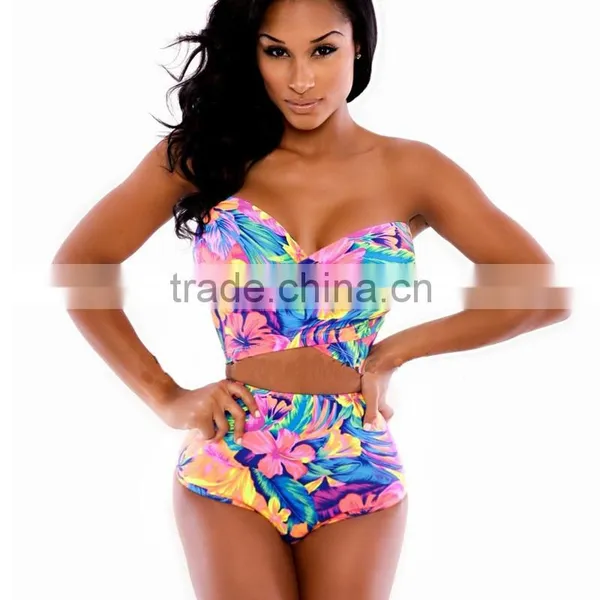 Hot New Print Sexy Summer Tankinis Set Bow Elastic Bathing Set Women Tankinis Set Push Up Swimwear photo-3