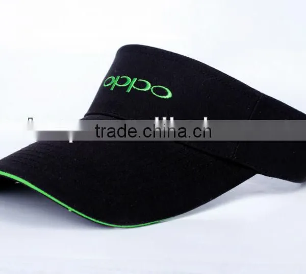 100% Cotton Sports Black Sun Visor Cap