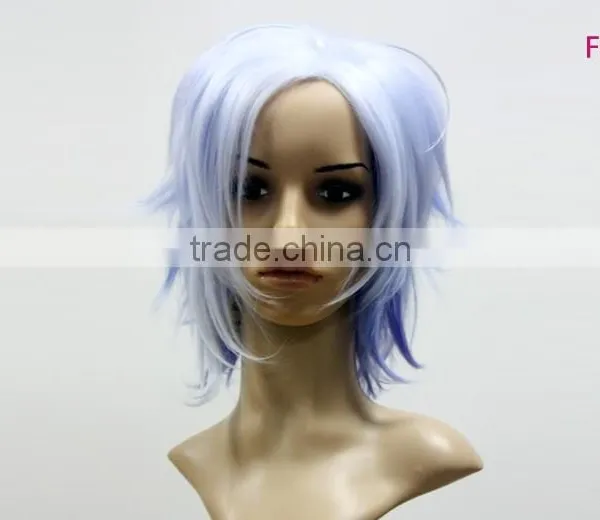 Blue Short Hair Wig 150% Density European Hair Full Lace Kinky Straight Wig photo-2