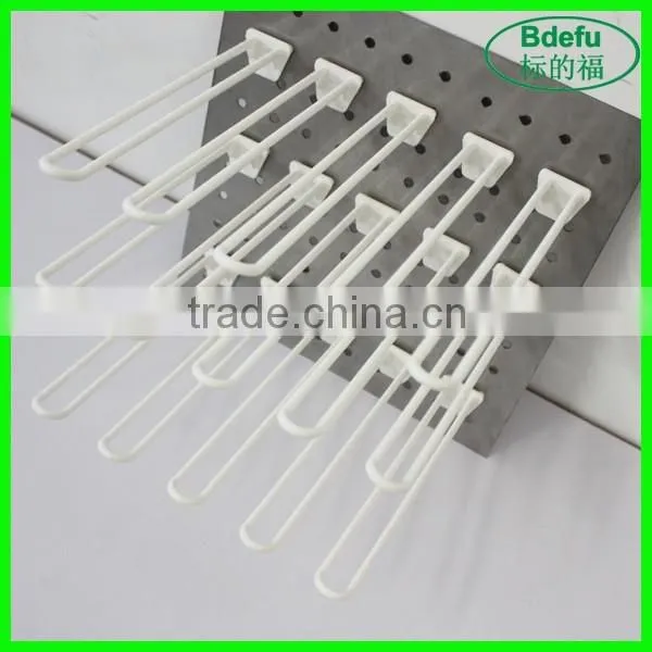 Supermarket White Display Double Wire Loop U Shaped Plastic Pegboard Hook photo-2
