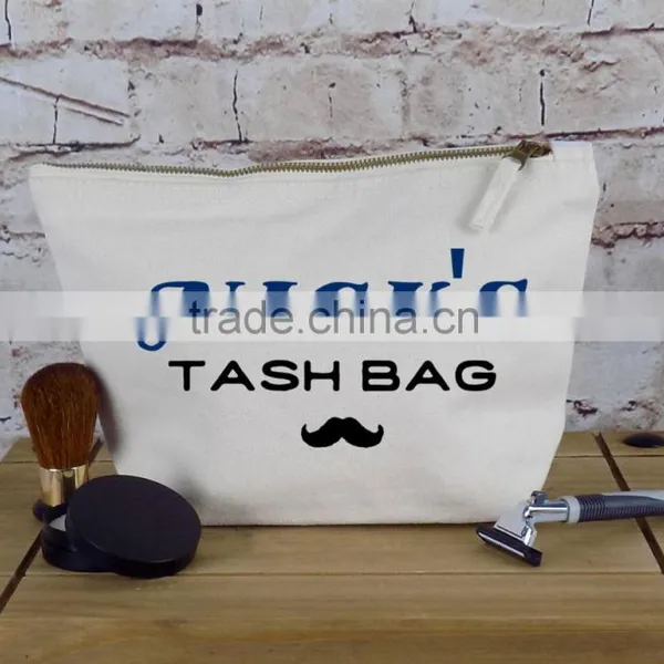 Black Canvas Custom Cosmetic Bag With Logo Printed on One Side photo-6