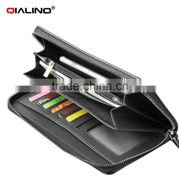 QIALINO Wholesale Zip Wallet Luxury Ostrich Leather Card Wallet Handbag photo-3