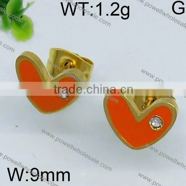 Fashion Colorful Heart Shape Gold Plated Earrings Attachable photo-4