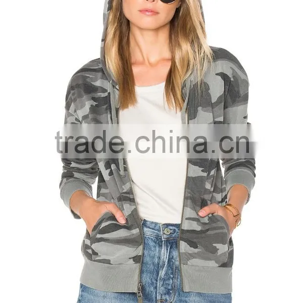 OEM Service Cheap Slim Fit Women Plain Camouflage Printed 80 Cotton 20 Polyester Hoodies With Hidden Pockets 2017 photo-2