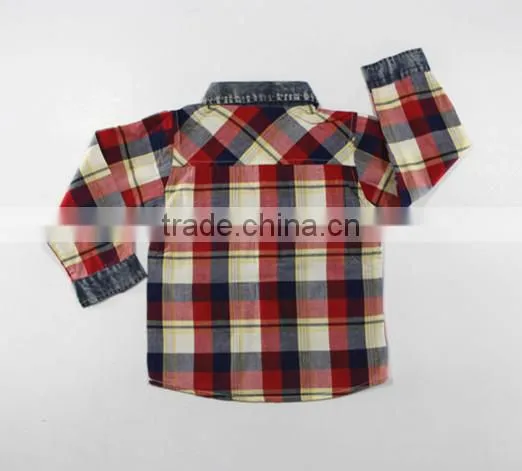 2016 New Design Boy's Shirt /100% Cotton Paid Shirt/denim Stitching photo-5