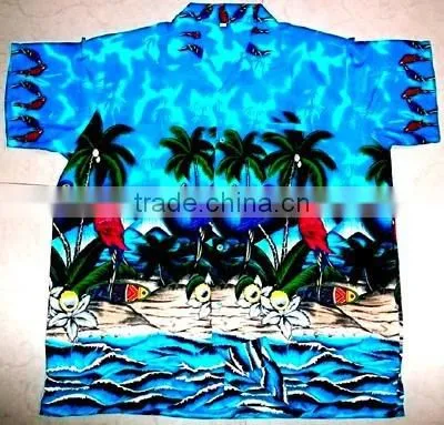 Macau Parrot on Cocunut Palm Hawaiian Shirts photo-5
