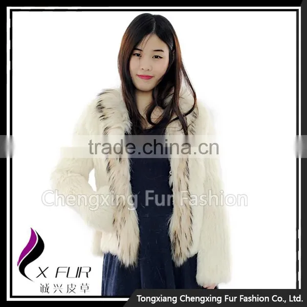 CX-G-A-95C Flower Pattern Genunie Rabbit Fur Jacket photo-2