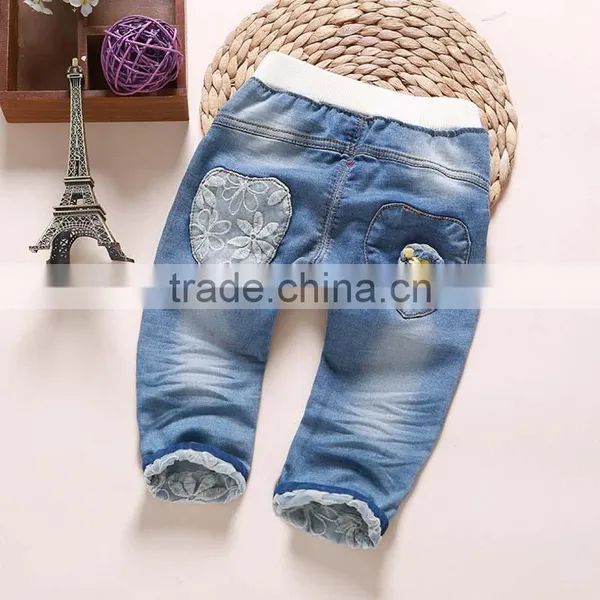 Cheap Wholesale Winter Thick Warm Kids Denim Jeans Pants New Style Kids Girls Jeans Pants photo-2