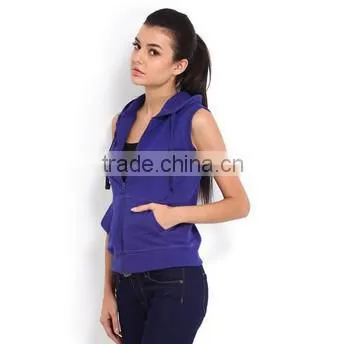 Newest Style Cotton Females Sleeveless Gym Hoodie Cheap photo-2