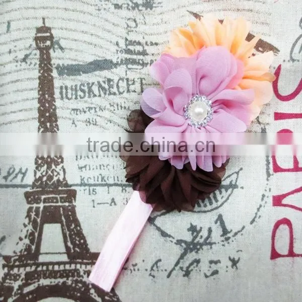 Baby Chiffon Twirl Pleated Ballerina Flower Headband Wholesale photo-6