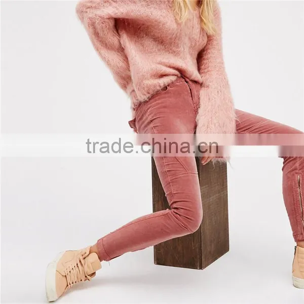 2017 Low Rise Gavin Cord Skinny Work Slacks for Women photo-6