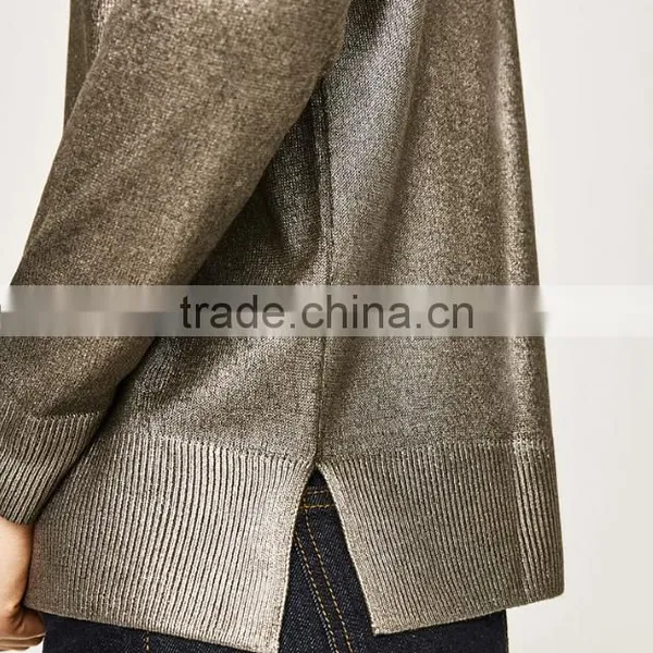 Women's Metallic Yarn Mondren Knitting Loose Sweater With High Quality photo-5