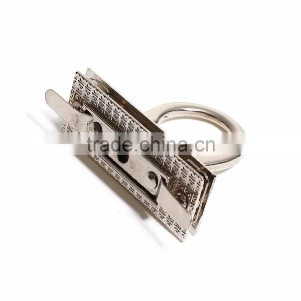 Zinc Based Alloy Purse Twist Turn Lock Silver Tone 46mm(1 6/8") x 33mm(1 2/8"), 1 Set photo-3
