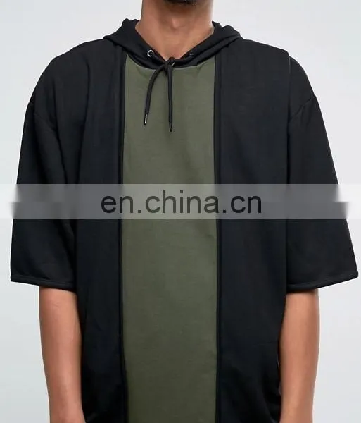 Oversized Short Sleeve Hoodie With Cut & Sew Panel photo-3