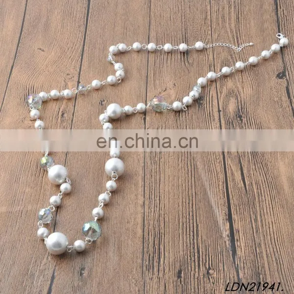 Long Fashion Freshwater Pearl Beaded Necklace Rainbow Glass Beads Necklaces Jewelry photo-2