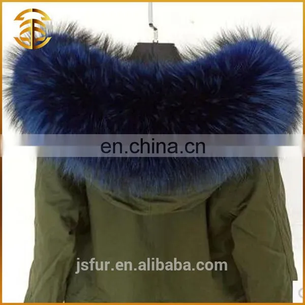 Factory Wholesale Price Long Hair Genuine Colorful Raccoon Fur Collar photo-2