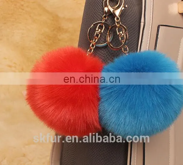 Colorful Faux Fur Pompom Keychain photo-5