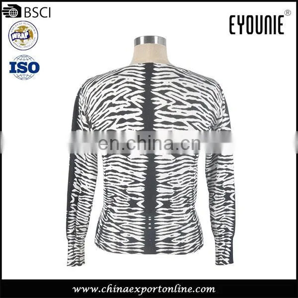 2017 Zebra Pattern Elastic Jacquard Deep V-neck Cardigan photo-6