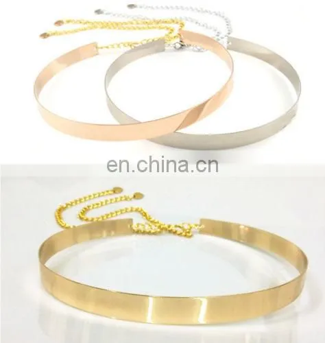Women Gold/Silver Full Metallic Bling Mirror Plate Waist Metal Chain Belt