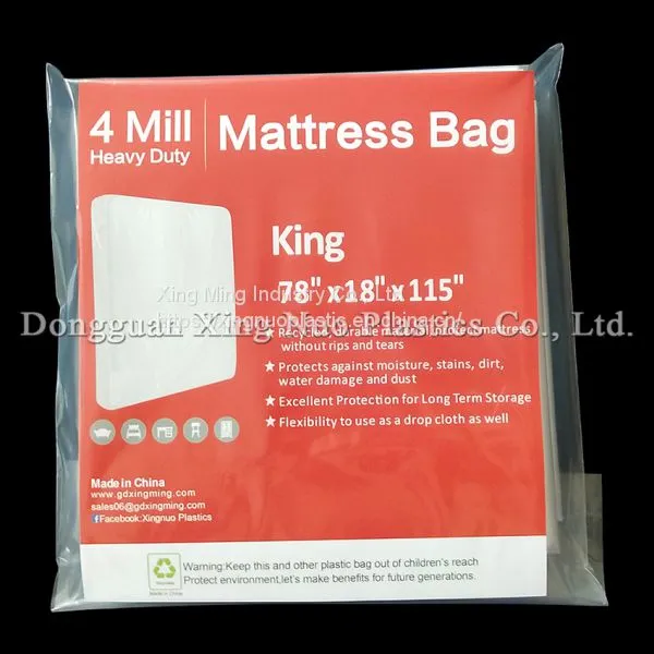 01 Style 4 Mil Heavy Duty King Mattress Bag 78 * 18 * 115 Inch