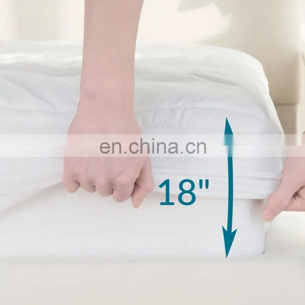 Hypoallergenic Queen Quilt Elastic Soild Coloured Patterned Bed Cover Waterproof Mattress Protector For India photo-6