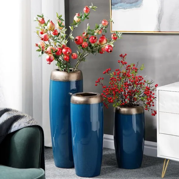 Simple Modern European Style Green Blue Different Size Ceramic Vase For Hotel Decor photo-3