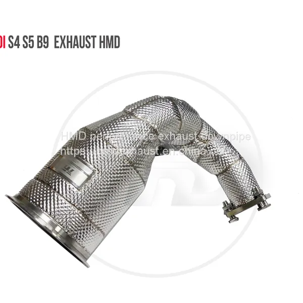 Exhaust Manifold Downpipe for Audi S4 S5 B9 Car Accessories With Catalytic Header Without Cat Whatsapp008613189999301 photo-2