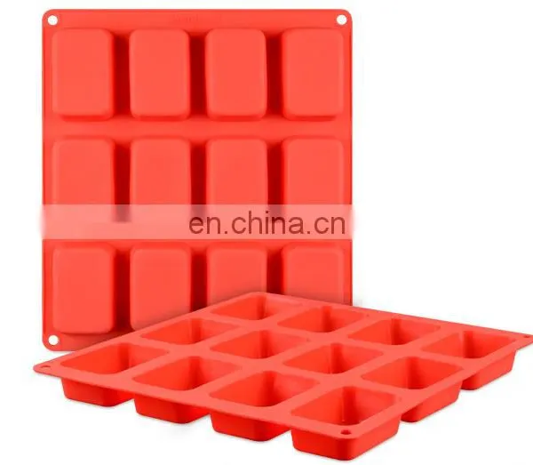 High Quality 6 Cavity BPA-free Rectangular 3D Handle Handmade Bread Cake Silicone Soap Mold
