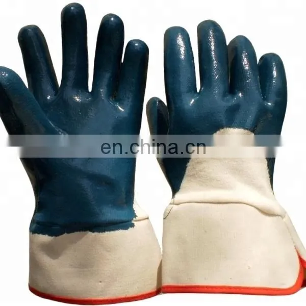 Cotton Interlock Lining Knit Wrist Yellow Nitrile Coated Work Gloves For Oil Gas photo-3