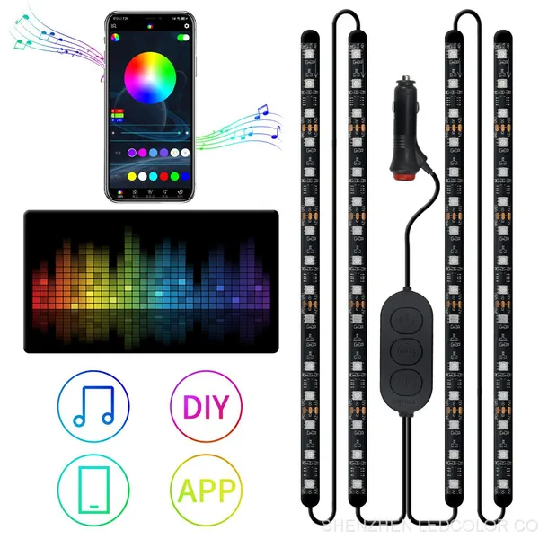 Interior Car Lights Car Led Lights APP Control With Remote Music Sync Color Change RGB photo-2