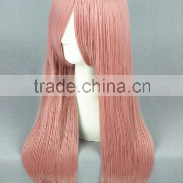 High Quality 60cm Medium Long Straight Pink Synthetic Anime Wig Cosplay Hair Wig photo-3