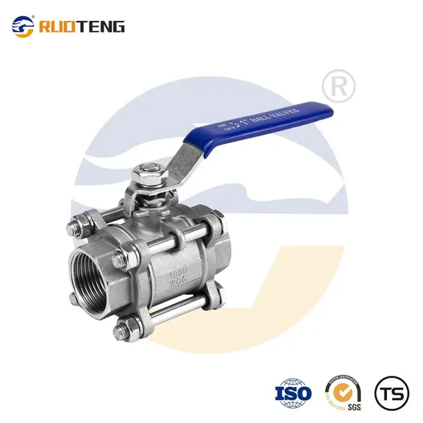 [RUOTENG]  3PC Three Piece 316L Stainless Steel Internal Thread Ball Valve with Handle for Mainline Manufacturer