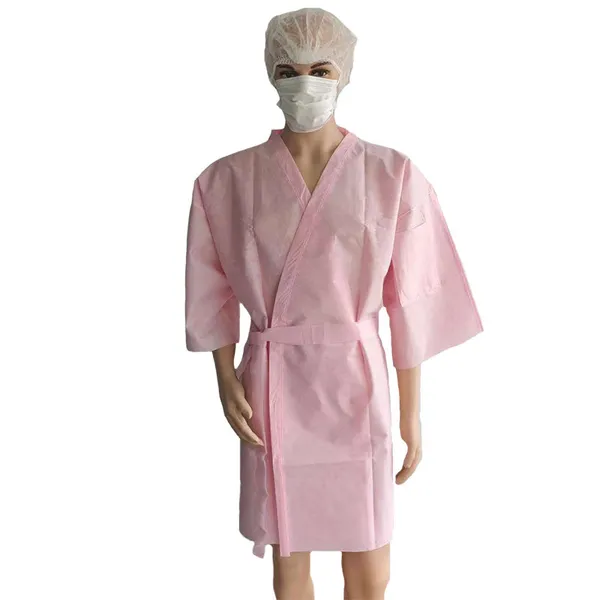 Spa Robe Pink Color Disposable Kimono Salon Gown Sauna Hotel Bathrobe Disposable Bath Wrap