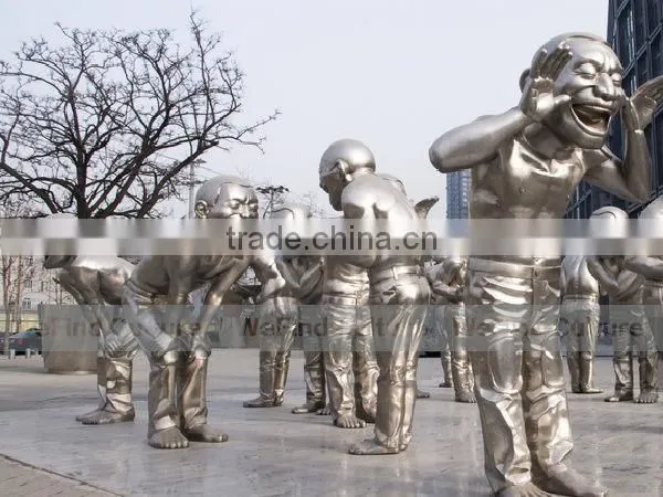 Stainless Steel Sculpture Loughing Man for Commercial Plaza photo-3