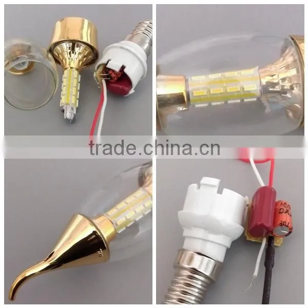 Attractive Price 3w C37 Candle Led Bulb With Golden Body, Good Use for Chandelier Fixture photo-2