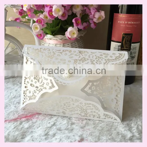 2016 Hot Sale Customized Flower Style Manufacturer Colorful With Beads Pocket Fold Wedding Invitation Card Greeting Cards photo-6