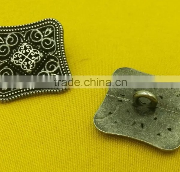 20mm Square Shape Fancy Metal Shank Button For Jacket --- MJ1420 photo-4