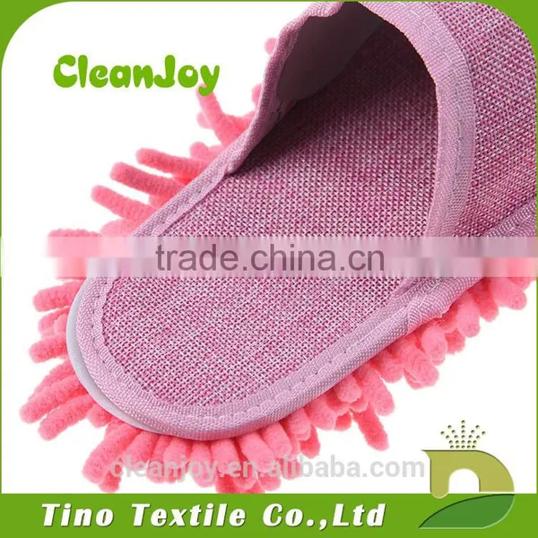 Lint Free Reusable Floor Cleaning Shoes Pink Ultra Soft Mop Slippers photo-4
