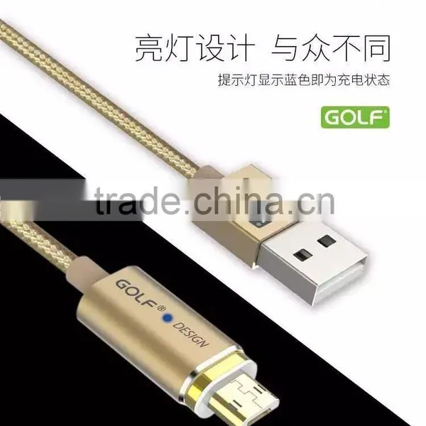 GOLF 1.2M Metal Maghetic Micro Data and Charge Cable LED Light 2.4A Weave Cable for Android Mobile Phone photo-2