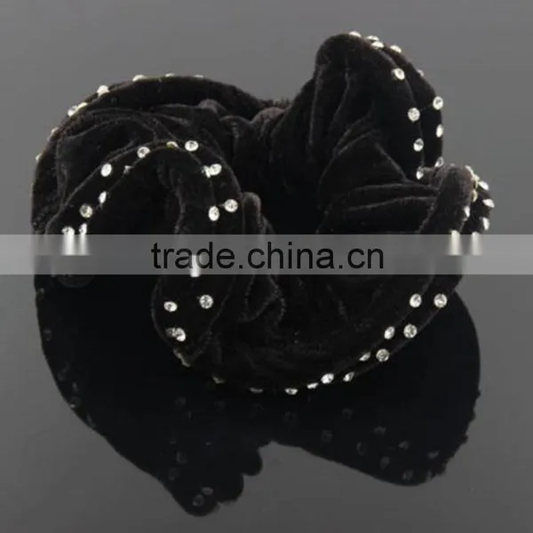 Fancy Velvet Rhinestone Scrunchy Ponytail Holde Hair Fascinators Wholesale Price