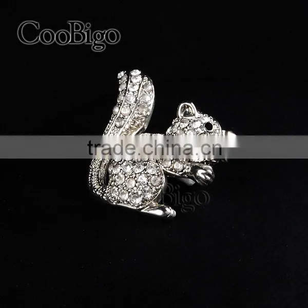 Fashion Jewelry Cute Little Squirrel Rhinestone Pin Brooch Women Girl Party Promotion Gift Apparel Accessories photo-2