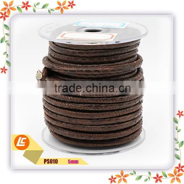 Real 6mm Top-quality Brown Snakeskin Leather Cord for Designed Bracelets photo-2