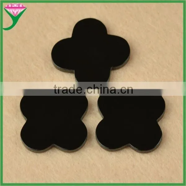 Low Prices Four Leaf Clover Natural Black Fire Agate Gemstones for Jewelry