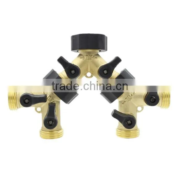 2 Way Solid Brass Y Valve Garden Hose Connector With Comfort Grip photo-3