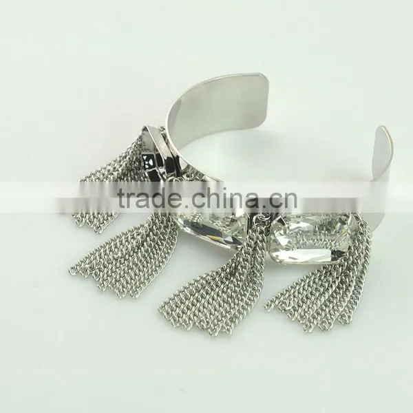 Wholesale Women Silver Tassel New Silver Design Ladies Bracelet Model Silver Plate Crystal Bracelets Bangles photo-4