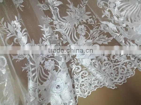 2015 African Embroidery French Lace With Beads for Ball Gown/Wedding Dress Fabric photo-6