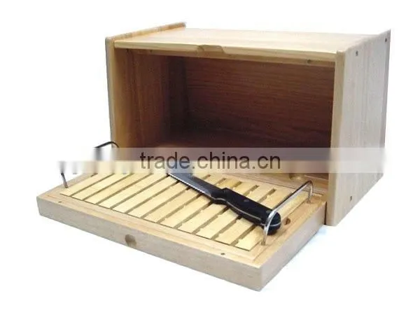 Custom Vertical Wood Bread Storage Bin With Removable Lid and Handle for Bread and Cake Storage photo-4