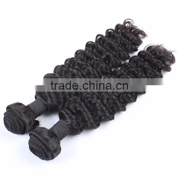 Machine-made Deep Wave Weft Hair Extensions Double Drawn Weft