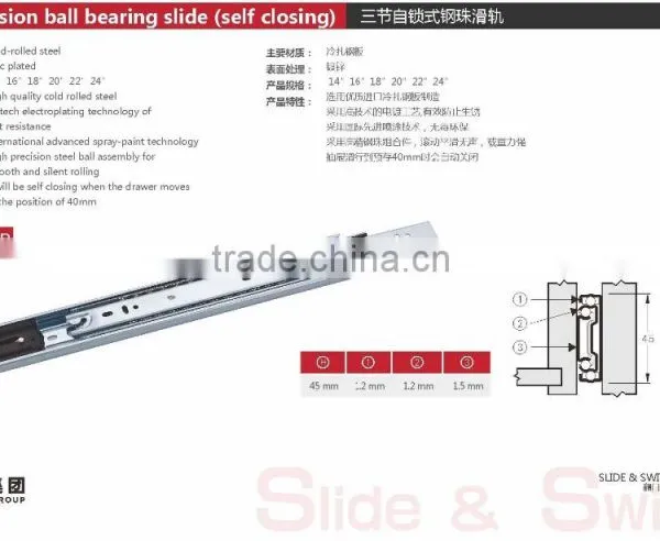Full-extension Ball Bearing Slide (self Closing) photo-2